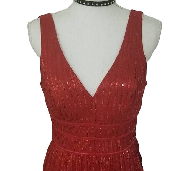 New Red Long Sequined Dress - Picture 3 of 8